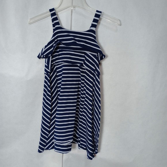 FOREVER 21 GIRLS 9/10 White Blue Striped Dress Sleeveless A Line - Picture 6 of 9
